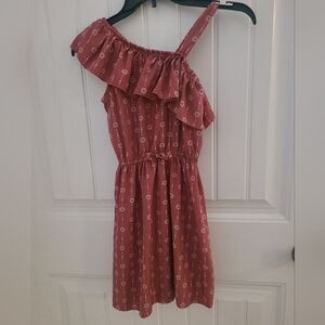 Girls' Ruffled One-Shoulder Dress - Pink